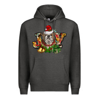 Charcoal Heather Christmas joy english bulldog Premium Hoodie - BarkalooDesign