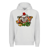 Dove Grey Christmas joy english bulldog Premium Hoodie - BarkalooDesign