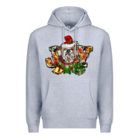 Heather Grey Christmas joy english bulldog Premium Hoodie - BarkalooDesign