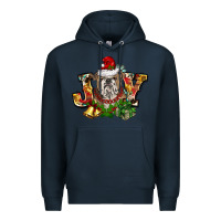 Navy Christmas joy english bulldog Premium Hoodie - BarkalooDesign