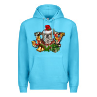 Ocean Blue Christmas joy english bulldog Premium Hoodie - BarkalooDesign