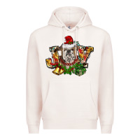 Pale Pink Christmas joy english bulldog Premium Hoodie - BarkalooDesign