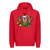 Red Christmas joy english bulldog Premium Hoodie - BarkalooDesign