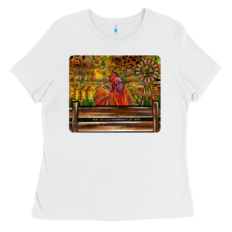Farm Life Rooster Ladies Tee by CowhideDigitalArt | Teevron