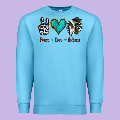 Peace Love Indians Premium Sweatshirt Designed By Jasminsmagicworld