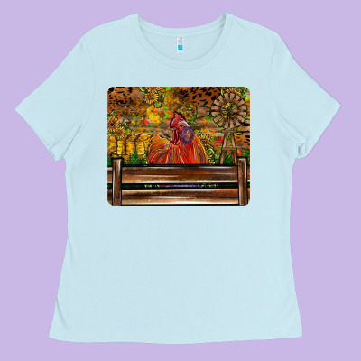 Farm Life Rooster Ladies Tee Designed By Cowhidedigitalart