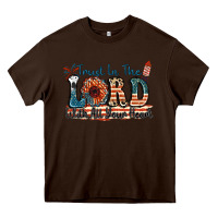 Chocolate Brown Trust in the lord with all your heart Heavy Core Tee - FaDigitalArtStudio