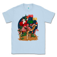 Dusty Blue Christmas  camel with Santa Classic Tee - BarkalooDesign
