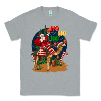 Heather Grey Christmas  camel with Santa Classic Tee - BarkalooDesign
