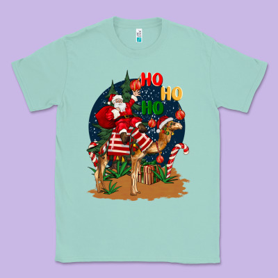Christmas  Camel With Santa Classic Tee Designed By Barkaloodesign