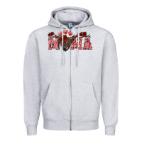 Heather Grey valentine's day mama black highland cow Zipper Hoodie - RanaPortraitStore