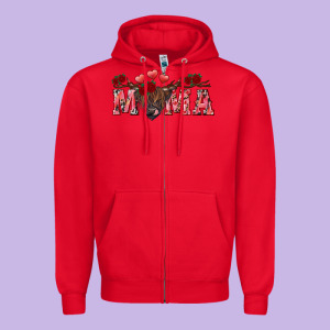 Valentine's Day Mama Black Highland Cow Zipper Hoodie Designed By Ranaportraitstore