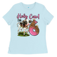 Baby Blue holy cow i'm 6 years old Ladies Tee - LillyAllenDesigns