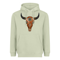 Matcha Western Tooled Leather Bull Skull Heavyweight Hoodie - Jasminsmagicworld