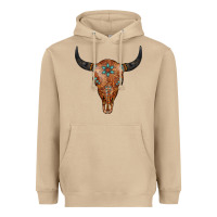 Mushroom Western Tooled Leather Bull Skull Heavyweight Hoodie - Jasminsmagicworld