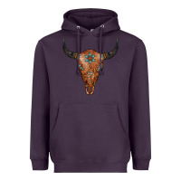 Plum Western Tooled Leather Bull Skull Heavyweight Hoodie - Jasminsmagicworld