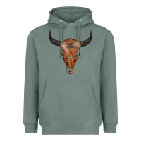 Sage Western Tooled Leather Bull Skull Heavyweight Hoodie - Jasminsmagicworld