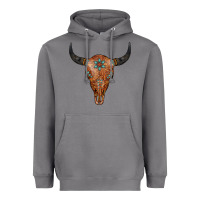 Storm Western Tooled Leather Bull Skull Heavyweight Hoodie - Jasminsmagicworld
