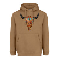 Toasted Coconut Western Tooled Leather Bull Skull Heavyweight Hoodie - Jasminsmagicworld
