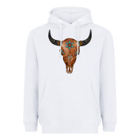 White Western Tooled Leather Bull Skull Heavyweight Hoodie - Jasminsmagicworld