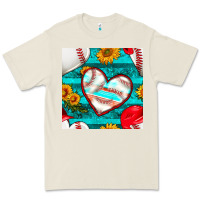 Baseball Hearts And Sunflowers With Turquoise Gemstone Seamless Patter Premium Tee | Teevron