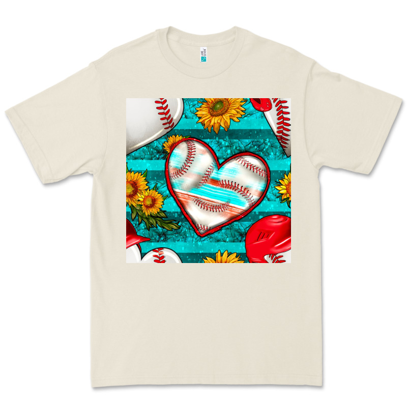 Baseball Hearts And Sunflowers With Turquoise Gemstone Seamless Patter Premium Tee by BundleAndBundleShop | Teevron