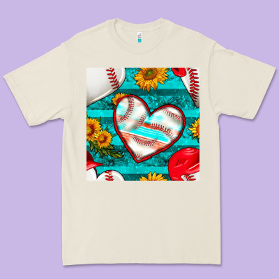 Baseball Hearts And Sunflowers With Turquoise Gemstone Seamless Patter Premium Tee Designed By Bundleandbundleshop