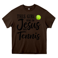 Chocolate Brown this girl runs on jesus and tennis Heavy Core Tee - DesigneFamous