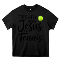 Black this girl runs on jesus and tennis Heavy Core Tee - DesigneFamous