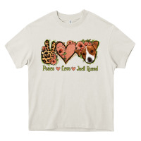 Cream Peace Love Jack Russel Heavy Core Tee - Jasminsmagicworld