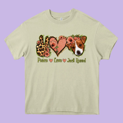 Peace Love Jack Russel Heavy Core Tee Designed By Jasminsmagicworld
