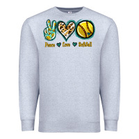 Heather Grey Peace Love Softball Premium Sweatshirt - Jasminsmagicworld