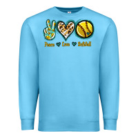 Ocean Blue Peace Love Softball Premium Sweatshirt - Jasminsmagicworld