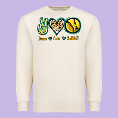 Peace Love Softball Premium Sweatshirt Designed By Jasminsmagicworld