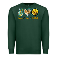 Sports Green Peace Love Softball Premium Sweatshirt - Jasminsmagicworld