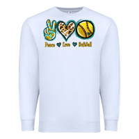 White Peace Love Softball Premium Sweatshirt - Jasminsmagicworld