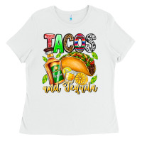 White Tacos And Tequila Ladies Tee - CowhideDigitalArt