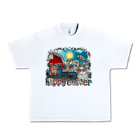 White Happy Easter Urban Heavy Tee - CowhideDigitalArt