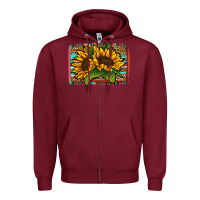 Burgundy sunflower serape leopard background Zipper Hoodie - Jasminsmagicworld