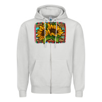 Dove Grey sunflower serape leopard background Zipper Hoodie - Jasminsmagicworld