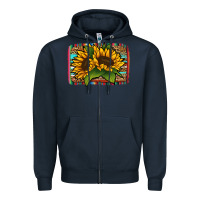 Navy sunflower serape leopard background Zipper Hoodie - Jasminsmagicworld