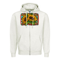 Oatmeal Heather sunflower serape leopard background Zipper Hoodie - Jasminsmagicworld
