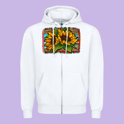 Sunflower Serape Leopard Background Zipper Hoodie Designed By Jasminsmagicworld