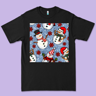 Christmas Snowman Seamless Pattern Premium Tee Designed By Bundleandbundleshop