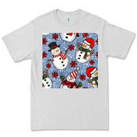 Dove Grey christmas snowman seamless pattern Premium Tee - BundleAndBundleShop