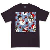Plum christmas snowman seamless pattern Premium Tee - BundleAndBundleShop