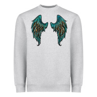 Heather Grey turquoise leopard wings Heavyweight Sweatshirt - RanaPortraitStore