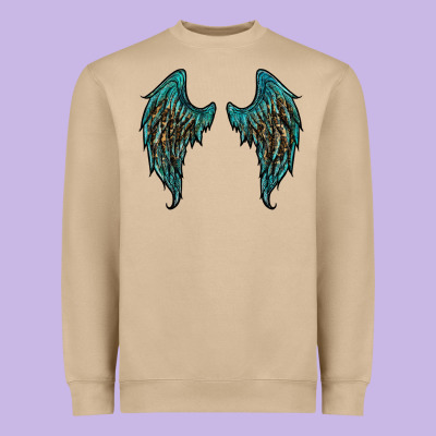 Turquoise Leopard Wings Heavyweight Sweatshirt Designed By Ranaportraitstore