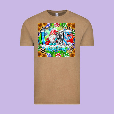 Love Christmas Gnome Vintage Tee Designed By Cowhidedigitalart