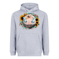 Heather Grey Sunflower Leopard Hedgehog Heavyweight Hoodie - Jasminsmagicworld
